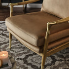 Modway - Langford Performance Velvet Fauteuil d’accent - Noyer taupe-Accents de laiton charmants