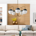 Modway - Stellar 5-Lumière Lustre - Laiton satin opale-Abat-jour en verre d’opale
