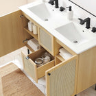 Modway - Chaucer 48" Meuble de salle de bain à double lavabo - Oak White-Portes en rotin tissé