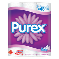 Purex - régulier Papier hygiénique doux et résistant - paquet de 24-Irrésistiblement doux : profitez du confort inégalé de notre tissu matelassé à 2 plis, conçu pour offrir une sensation de douceur à chaque utilisation