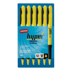 Staples - Hype! Gripped Pen-Style Surligneurs - Pointe biseautée - Jaune - Paquet de 12-Écrit et surligne de façon précise