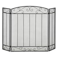 HOMCOM - Pare-étincelles pliant de foyer à 3 panneaux avec treillis métallique à motif de vigne, noir-La conception à trois panneaux peut s'adapter de manière flexible à des cheminées de différentes tailles et formes 