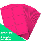 JAM Paper Étiquettes postales de couleur néon fluorescent, 3 1/3 x 4 po, rose néon, 360/paquet-Rose
