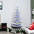 HOMCOM - Arbre de Noël à fibres optiques LED pré-éclairé de 5ft décoration artificielle support blanc-La fibre optique et les lumières LED intégrées dans l'arbre offrent un affichage éblouissant 