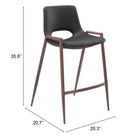 Zuo - Desi Tabouret de comptoir - Noir/Noyer - Ensemble de 2-8