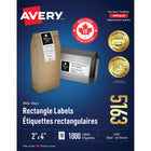 Avery - Étiquettes rectangulaires blaches avec TrueBlock, 2 po x 4 po, Paquet de 1000 (5163)-2 po x 4 po, blanc