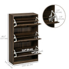HOMCOM - Armoire à chaussures avec 3 tiroirs basculants pour 18 paires - noyer foncé-Le revêtement en mélamine sur la surface du panneau de particules facilite le nettoyage 