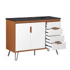 Modway - Energize 48" Vanette de salle de bain - Noir blanc cerise-Lavabo en céramique avec trous centraux de 8"