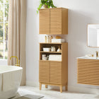 Modway - Render Ensemble d’armoires de salle de bain - Chêne-Façades de portes à lattes