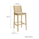 Modway - Ovard Bois et rotin Tabouret de bar - Naturel-Cadre en bois d’orme