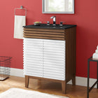 Modway - Render 24" Vanette de salle de bain - Noyer blanc Noir-Trous centraux de 8"
