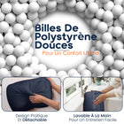 ShoppingAll - Support de tablette réglable avec coussin et oreiller - Gris-Soutien Ultra-Doux Et Stable - La base en pouf remplie de billes de polystyrène de qualité offre une sensation douce et sans pression tout en assurant un maintien stable de votre appareil sur vos genoux, lit ou canapé.