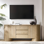 Modway - Duval 71" arrondi Armoire de rangement de buffet - Givre de noyer hickory-Tiroirs à glissement complet