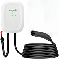 Emporia - Chargeur classique de niveau 2 48 A pour véhicules électriques avec câble de 7,3 m (24 pi) - NACS (TESLA) - Câblé - Blanc-Aucun adaptateur requis pour véhicules tesla et nacs permettant recharge directe avec connecteur nacs dédié, fonctionne de manière similaire aux chargeurs tesla incluant ouverture à distance du port de recharge tesla pour plus de commodité