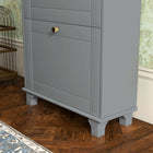 HOMCOM - Armoire à chaussures étroite avec 2 tiroirs basculants pour rangement - gris-Fabriqué en MDF peint et en panneau de particules pour plus de durabilité 