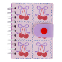 Pep Rally - Mini carnet de notes à bouton-pression - 3,07 po l x 4,13 po H - 44 feuilles - cerises-88 pages lignées