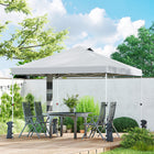 Outsunny - Tente auvent pliante 9.6 pi l x 9.6 pi L avec poches - Installation facile à 1 bouton - Blanc-Huit trous empêchent la stagnation de l’eau de pluie pour moins d’entretien
