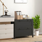 HOMCOM - Armoire latérale à dossiers avec serrure - noir-Le tiroir supérieur est équipé d'une serrure avec deux clés pour un rangement sécurisé 