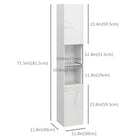 Kleankin - Armoire de salle de bain haute brillance avec porte et étagères - blanc-Le dispositif anti-basculement garantit la sécurité 