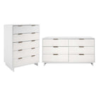 Manhattan Comfort - Granville commode moderne et double commode - blanc - ensemble de 2-Commode de chambre à coucher au style moderne-contemporain avec une touche de glamour comprenant une commode haute et une commode double