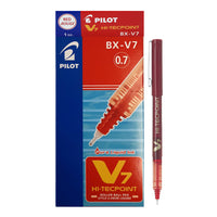 Pilot – Stylos à bille roulante Hi-Tecpoint V7 – pointe fine – Rouge – Paquet de 12  -Technologie innovante d’encre liquide pour une écriture exceptionnellement fluide