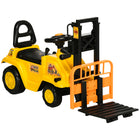 Aosom - Tracteur à fourche pour enfants avec fourche et plateau - jaune-Équipé d'un véritable bouton sonore pour plus d'amusement 