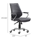 Zuo - Enterprise Low Back Chaise de bureau - Noir-8