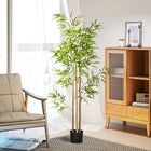 HOMCOM - Arbre de bambou artificiel 6 pi pour décoration intérieure de la maison - vert - lot de 2-Couleur : vert, noir 