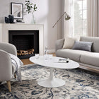 Modway - Lippa 48 po de forme ovale Bois Table basse - Blanc-Socle métallique résistant aux éclats