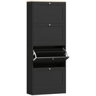 HOMCOM - Armoire à chaussures avec 4 tiroirs basculants et étagères réglables - noir-Quatre tiroirs basculants peuvent contenir 18 à 24 paires de chaussures jusqu'à la taille CA 11 
