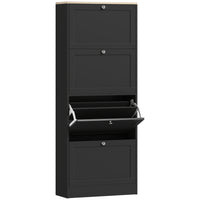 HOMCOM - Armoire à chaussures avec 4 tiroirs basculants et étagères réglables - noir-Quatre tiroirs basculants peuvent contenir 18 à 24 paires de chaussures jusqu'à la taille CA 11 