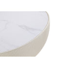 Manhattan Comfort - Ensemble de 2 tables : table basse Anderson moderne 71,5 cm et table d’appoint 46,8 cm - Crème-Le plateau de la table basse mesure 28,15 pouces de diamètre Le plateau de la table d’appoint mesure 18,43 pouces de diamètre