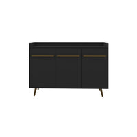 Manhattan Comfort - Buffet Bradley 53,54 po style Mid-Century Modern - Noir-Buffet moderne du milieu du siècle pour salle à manger et salon