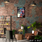 Wayne Gretzky Edmonton Oilers Jumping Over Bench sur toile - Toile encadree - 22" x 31"-Sous licence officielle de la LNH et de l'AJLNH