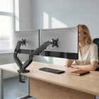 ShoppingAll - Support de moniteur double VESA avec bras à ressort à gaz entièrement réglable et pince de bureau - Noir-7