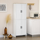 HOMCOM - Armoire de cuisine 67 po à 4 portes avec étagères réglables - blanc-Les étagères réglables permettent de stocker des objets plus grands, sans se soucier de leur adaptation 