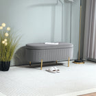 HOMCOM - Banc ottoman de chambre rembourré à canaux - gris-Les pieds dorés ajoutent une touche sophistiquée à son apparence chic 