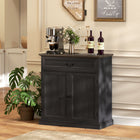 HOMCOM - Buffet 31,5 po L - armoire latérale - grain de bois noir-Plateau robuste de 1 po/2,5 cm et base à piédestal supportant jusqu’à 117 lb/53 kg, avec kits anti-basculement pour plus de sécurité 