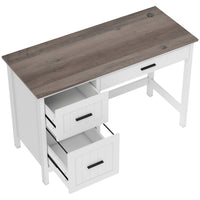 HOMCOM - Bureau d'ordinateur avec tiroir à fichiers - 47,2 po L x 19,7 po l x 30 po H - blanc-Trois tiroirs offrent un espace de rangement généreux, gardant votre espace d’étude et de travail bien rangé