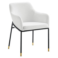 Modway - Jovi Performance Velvet Fauteuil à manger - Noir Blanc-Fauteuil à manger rétro moderne