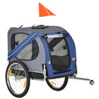 Aosom - Remorque pour chien, chariot pour animal de compagnie, wagon de vélo, porte-bagages de voyage avec attelage, pliable pour le voyage, bleu-Cadre en acier robuste et tissu Oxford 600D durable 