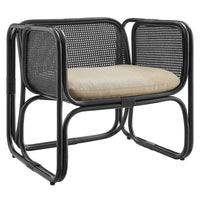 Modway - Ellis Rotin naturel Fauteuil d’accent - Noir-Rotin naturel