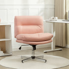 HOMCOM - Chaise de bureau sans bras croisée - rose-Le rembourrage en coton PP soutient et épouse les formes du corps 