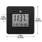 Marathon - Horloge numérique Cl030049bk, avec jour, date, numéro de semaine, température, alarme, phase lunaire, 8 x 8 x 1, noir-Taille du cadran : 3,75 po x 4,5 po