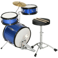 Qaba - Ensemble de batterie pour enfants avec tabouret, cymbale, pédale, baguettes - bleu - ensemble de 7-Ensemble de 7 pièces comprenant les éléments essentiels pour une expérience de batterie complète 