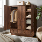 Modway - Bulwark 3 portes Garde-robe, Noyer-Stratifié à grain de bois