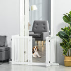 PawHut - Barrière pour chien pliable à 4 panneaux avec porte, 30 po H - blanc-Elle possède quatre panneaux fixés ensemble avec des charnières 