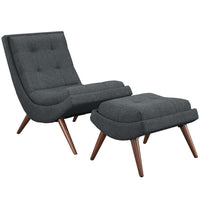 Modway - Ramp Tissu rembourré Ensemble de chaise longue - Gris-Fauteuil lounge moderne