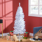 HOMCOM - Sapin de Noël artificiel de 5 pi avec ouverture automatique - Blanc-Les branches en plastique réalistes donnent un aspect plein et luxuriant à l'arbre 