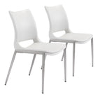 Zuo - Ace Chaise de salle à manger - Blanc/Argent - Ensemble de 2-Assemblage requis